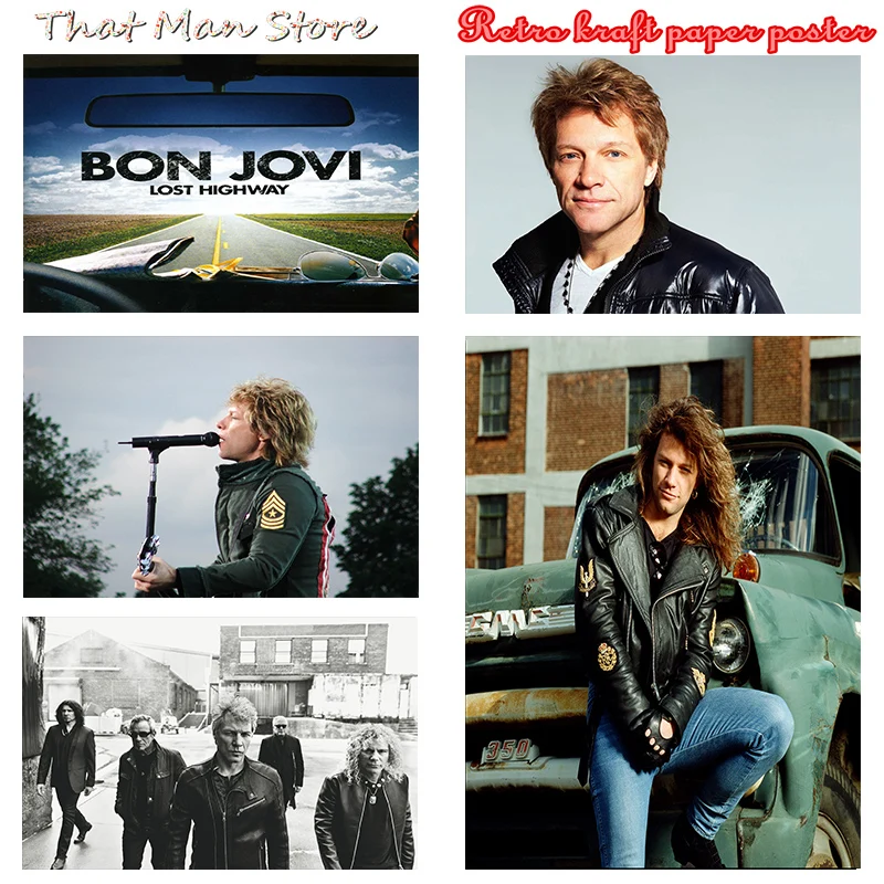 Винтажный Ретро постер Bon Jovi в стиле рок группы музыки гитары матовая крафт