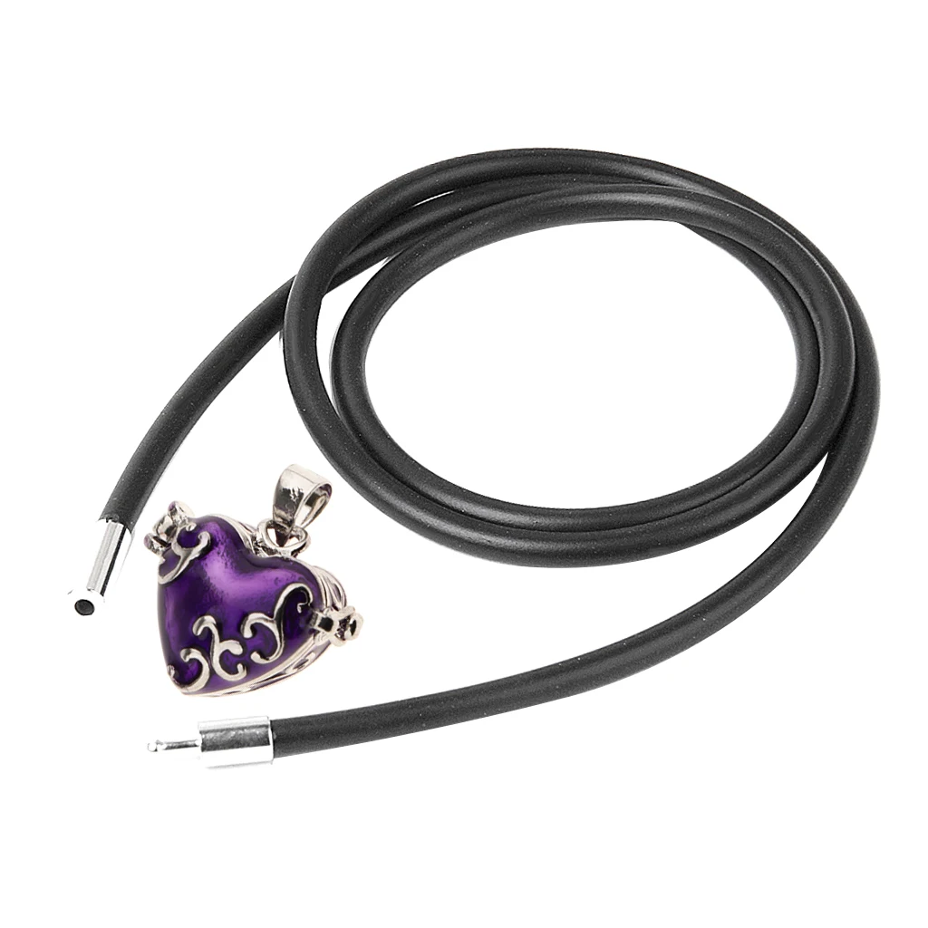 Purple Enamel Heart Pendant Cremation Jewelry Funeral Ash Urn Necklace Chain
