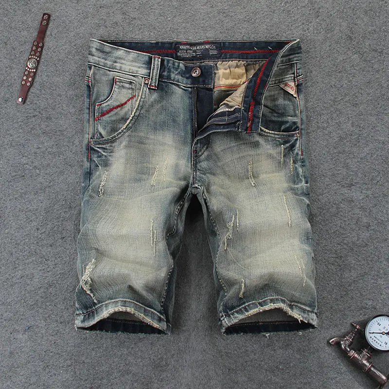 Retro Men`s Jeans Shorts Summer Casual Shorts Men High Quality Denim