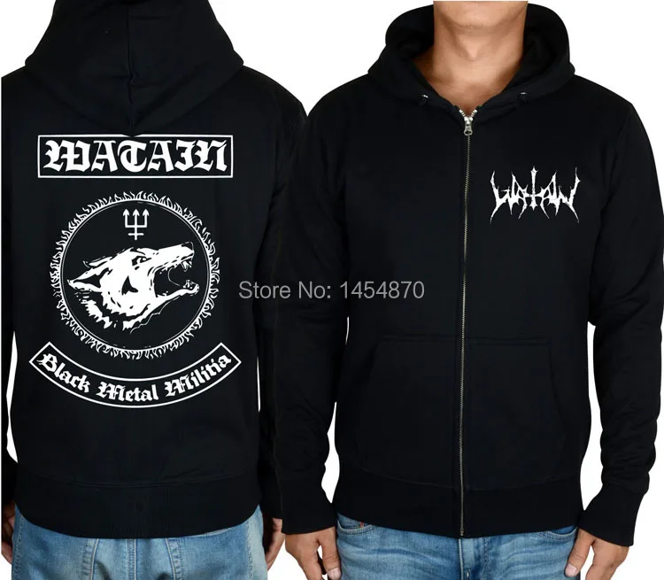

Black Cool Zipper Hoodies Wolf Watain High Quality 100%Cotton Rock jacket punk hardrock sweatshirt fleece heavy metal