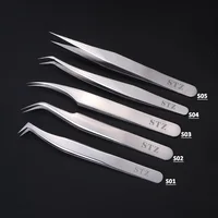 STZ 1pcs Stainless Steel Eyelash Extension Tweezers Straight Curved Curler For Eyelash-false Clip Makeup Nail Art Tools S01-05 2