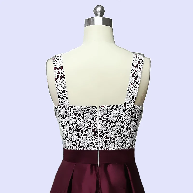 JIERUIZE White Lace Burgundy Cheap Evening Dresses Long 2018 V-neck A-line Formal Dresses Mother of the Bride Dressess