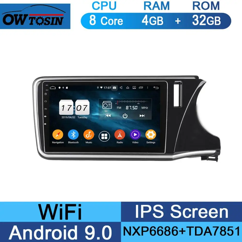 10," ips Android 9,0 8 Core 4G Оперативная память+ 64G Встроенная память автомобильный dvd-радиоплеер gps для Honda City DSP CarPlay попугай BT - Цвет: 32G