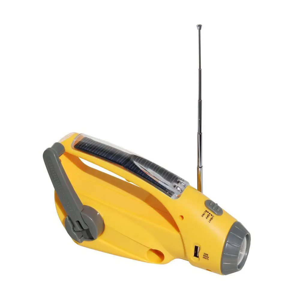 

USB 288DS Multi-functional Flashlight Torches Self-Powered Dynamo AM/FM Radio With Flashlight Solar Power and Cell Phone Charger