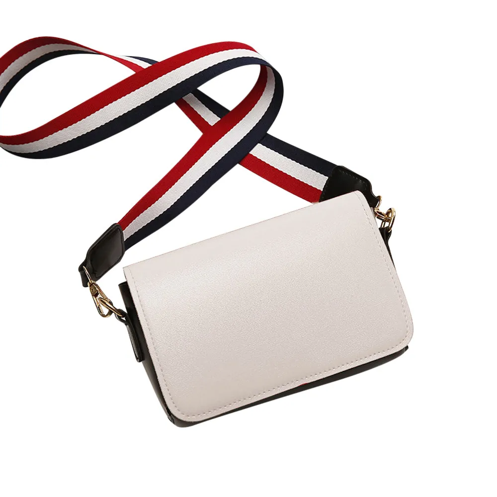 

New Spring female small flap bag new trend PU with wide strap shoulder messenger bag color fashion small square bag