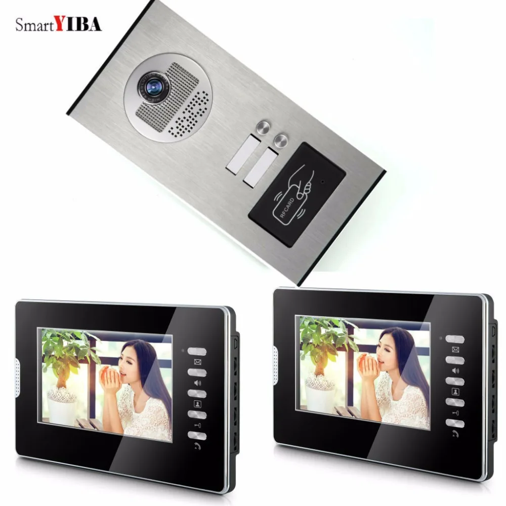 SmartYIBA Wire 7\Color Screen Video Door Phone Intercom Doorbell System Night Vision RFID Access Doorbell Camera For 2 Apartment SmartYIBA Wire 7\Color Screen Video Door Phone Intercom Doorbell System Night Vision RFID Access Doorbell Camera For 2 Apartment