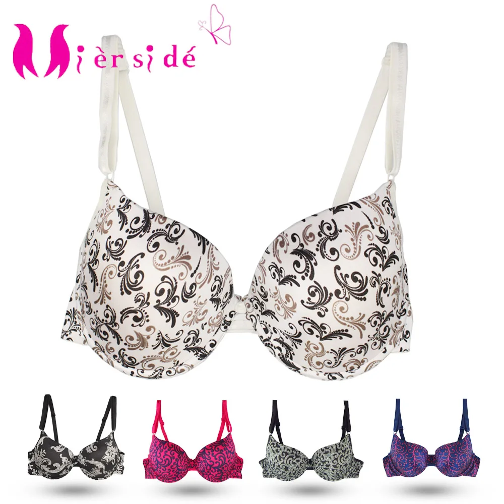 

Mierside Push up Bra Contrast classic retro bra women's underwear Comfortable Printed Flowers Bralette