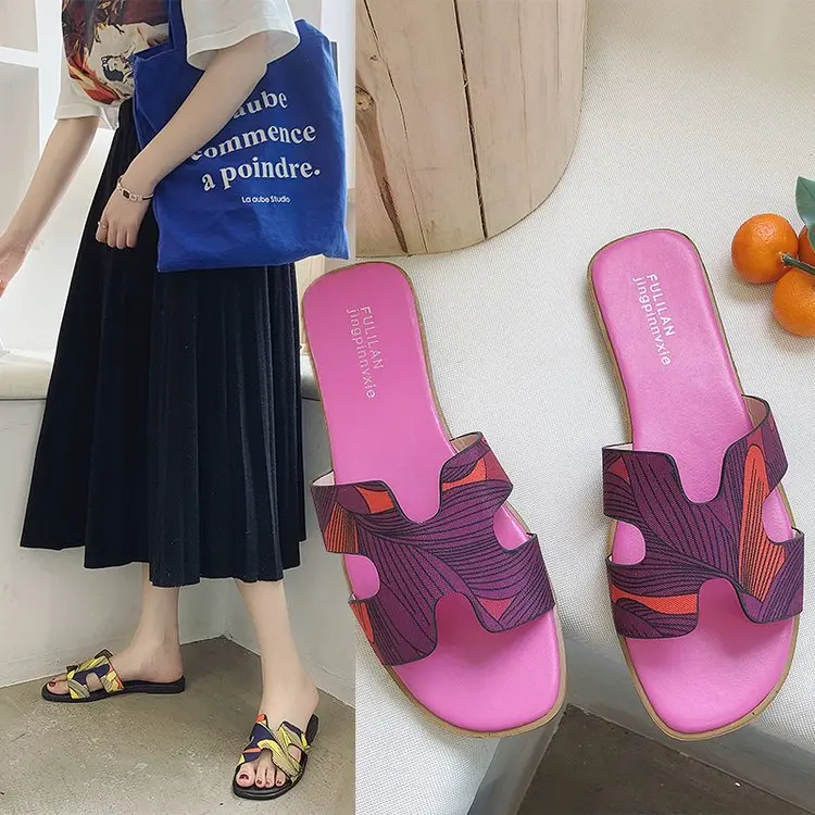 

Women Summer h ladies sandals ladies Fashion design slipper good quality flat shoes Candy Color Outside Holiday Slides 4956