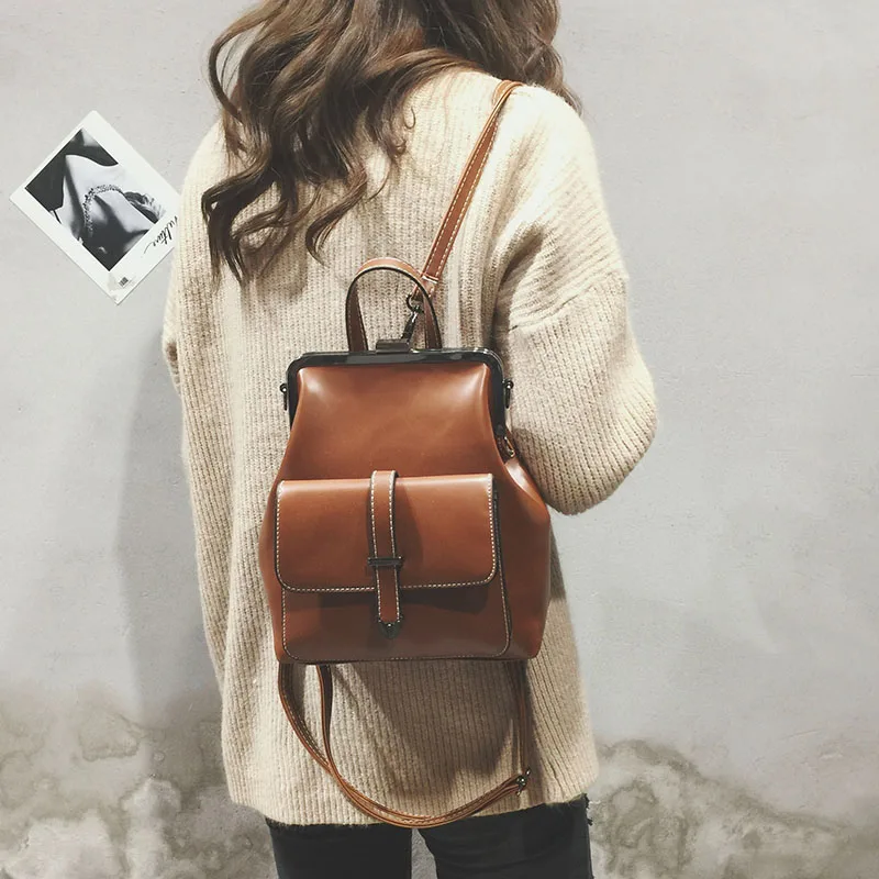 

Brand 2019 Retro Hasp Back Pack Bags PU Leather Backpack Women School For Teenagers Girls Luxury Small Backpacks