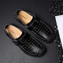 Черные популярные мужские сандалии наивысшего качества летние повседневные пляжные ботинки из спилка Мужские дышащие рыбацкие ботинки ручной работы zapatos hombre