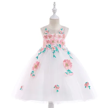 

Baby Children Girl Dress 2020 Kids Ceremonies Party Dresses White Flower Princess Wedding Gown Baby Girl Christmas Dress 2-10 Y