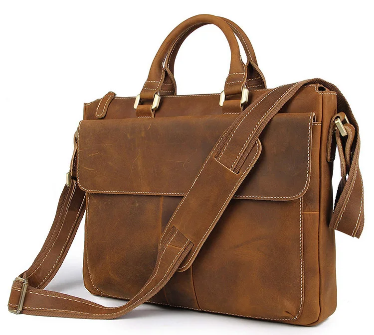 Luufan ручной портфель из натуральной кожи Офисные рабочие сумки новая модная кожа Crazy Horse кожаная мужская сумка для ноутбука - Цвет: brown 3