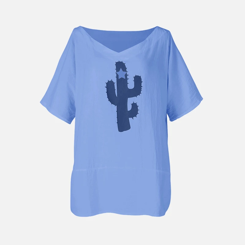 Plus Size 5XL 4XL Cartoon Stars Women's  Shirts 2019 Summer Print Plant Short Sleeve Beach Loose Female Top Ladies Blouses Shirt