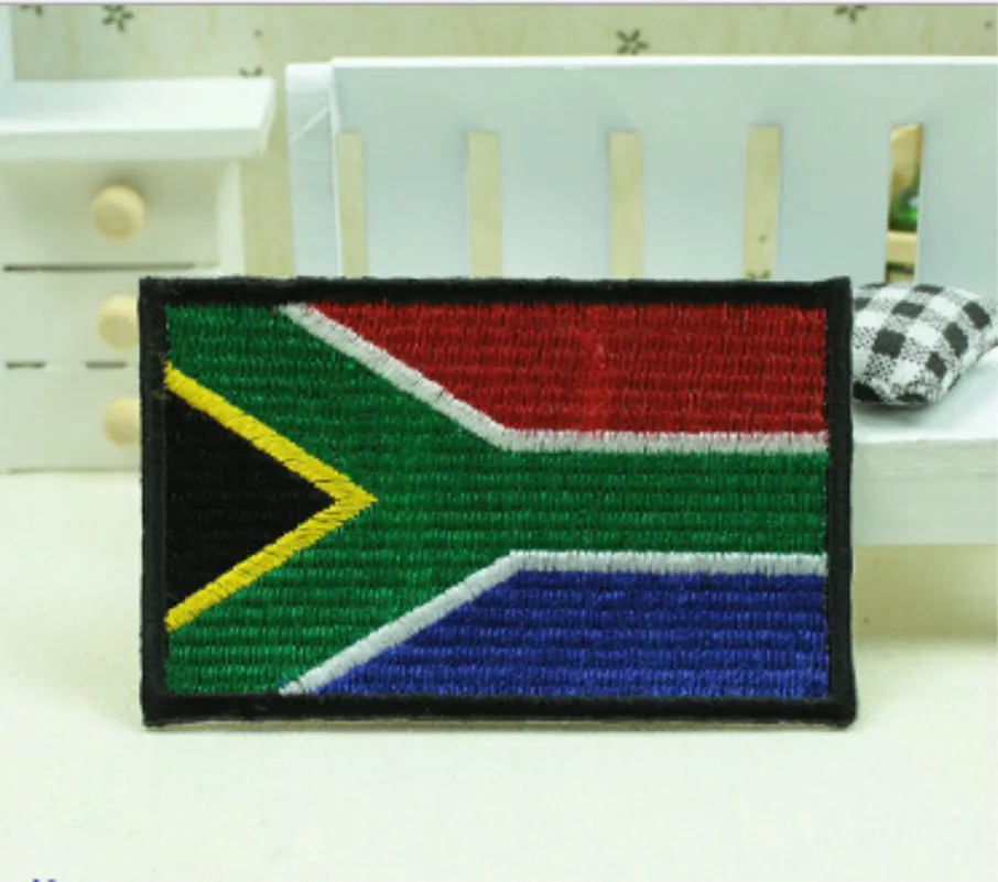 10 pcs/Lot Wholesale Embroidered South Africa Flag Iron On Sew On Patch
