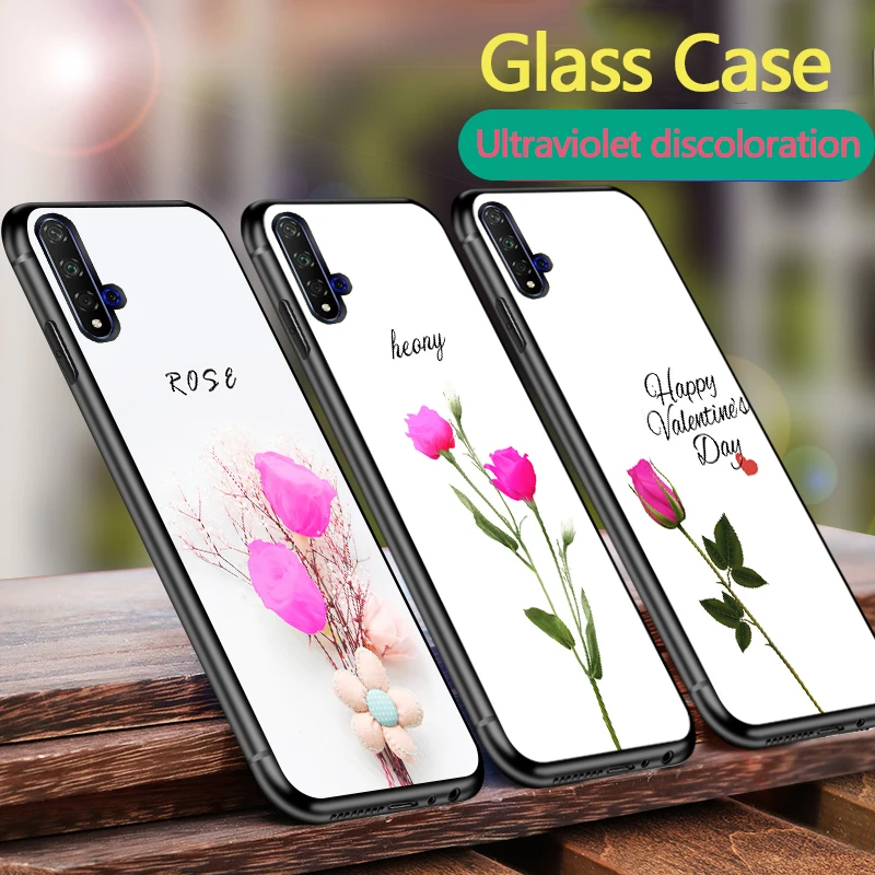 

Ultraviolet discoloration Glass Case For Huawei Honor 20 Pro V20 V10 10 9 8 Lite 8X 8A 6X PLAY cover sunlights Change Color case
