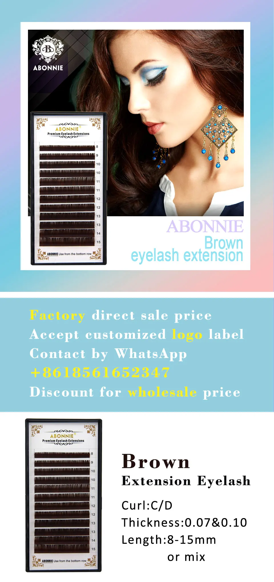 0.07/0.10 C D False Eyelashes Individual Eyelash Extension Color Fake Eye Lashes Mink Eyelash Extension real Dark Brown