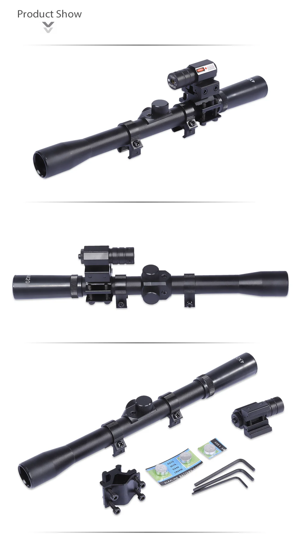 4 x 20 Red Laser Sighting Telescope Kit Sniper Hunting Accessory