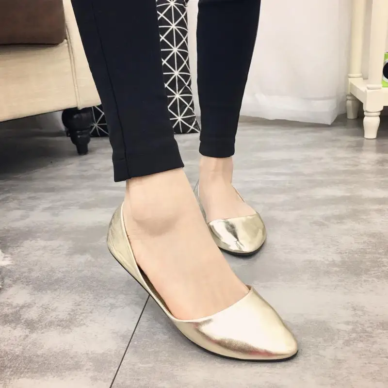 

Spring and Autumn Fashion Flats Women Pointed Toe Soft Outsole Flat Heel Shoes Single Casual Flats Plus Size 41 Free Shipping