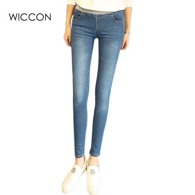 Slim Jeans For Women Denim Pencil Pants High Waisted Chinese Slim Jeans For Women Denim Pencil Pants High Waisted Chinese Brand Quality Femme Blue Color Skinny Wiccon