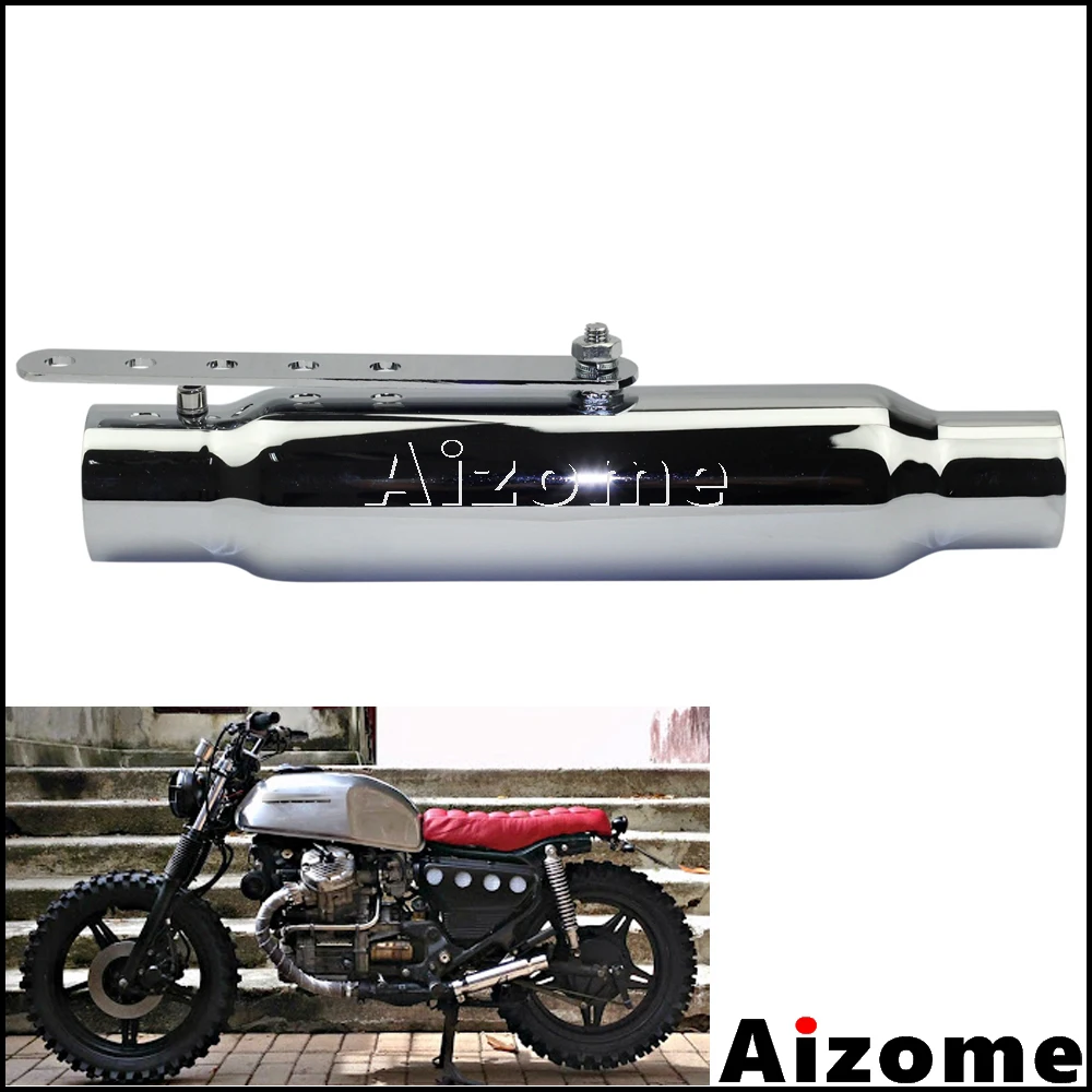 

12" Shorty Exhaust Mufflers Silencer 38-45mm Inlet Motorcycle Exhaust Pipe For Triumph Honda CB450Yamaha Suzuki Scrambler
