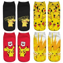 2017 New Arrival Kawaii Harajuku Pokemon Pikachu Socks 3D Printed Cartoon Women’s Low Cut Ankle Socks Novelty Casual Socks Meias
