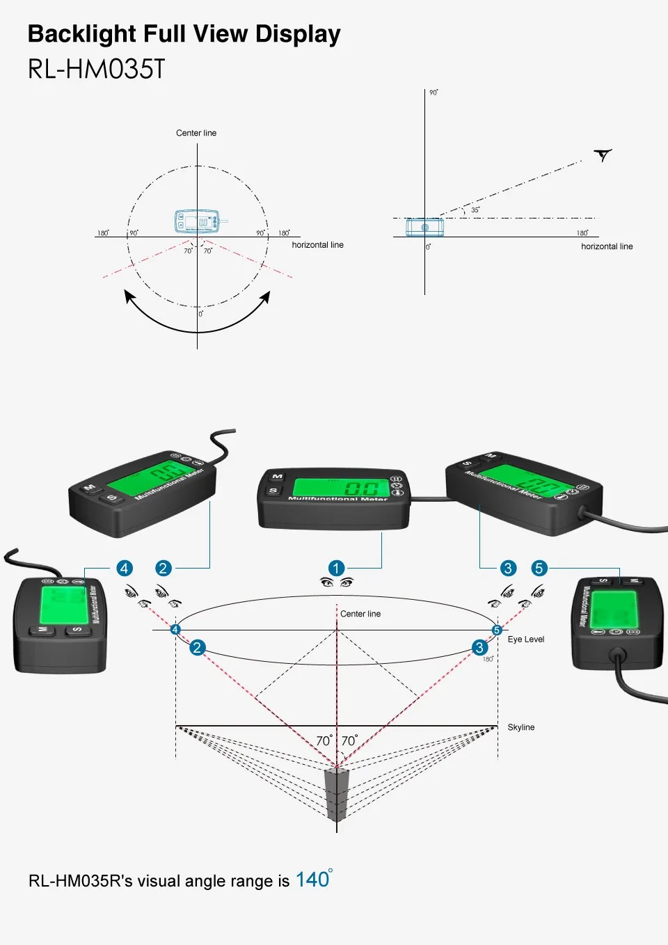 Цифровой lcd-тахометр Индуктивный часомер термометр температура для газа UTV ATV подвесной Сумасшедший трактор JET SKI Paramotor035T