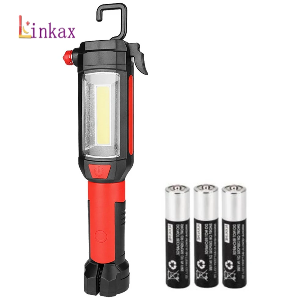 

2 Mode Portable Working lamp LED+COB LED Flashlight With Magnetic Torch Flashlight Life Lighting Hook Camping Lantern Use AAA
