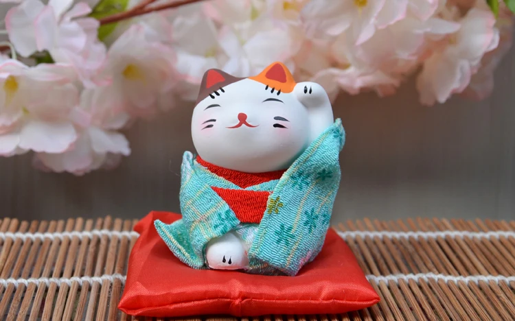 3 шт. фигурки счастливого кота японское кимоно Maneki Neko гипсовые украшения животные котенок миниатюры украшение дома бизнес подарок