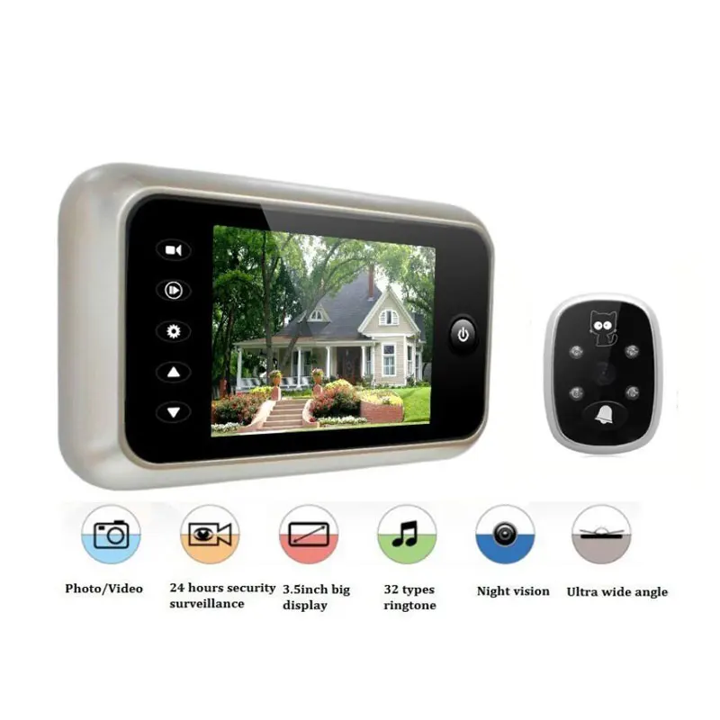 3.5" LCD Color Screen Doorbell Viewer Wireless Door