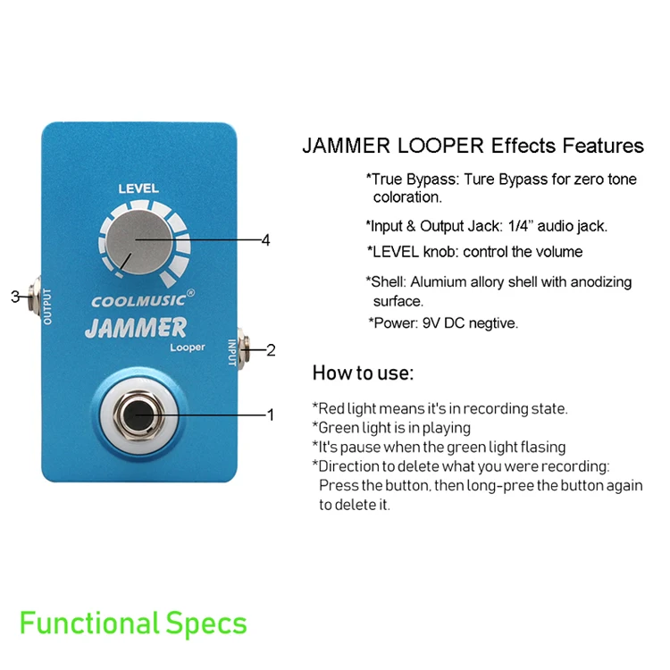 Coolmusic 10 минут неограниченная запись Looper гитарные педаль эффектов бас-педаль