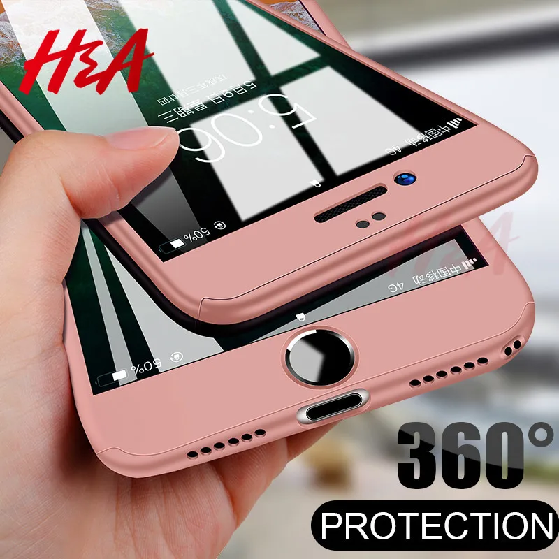 H& A полный защитный чехол для iPhone 7 8 6S 6 Plus чехол для iPhone 6 6S Plus чехол 5 5S se чехол для телефона Plsatic Coque стекло