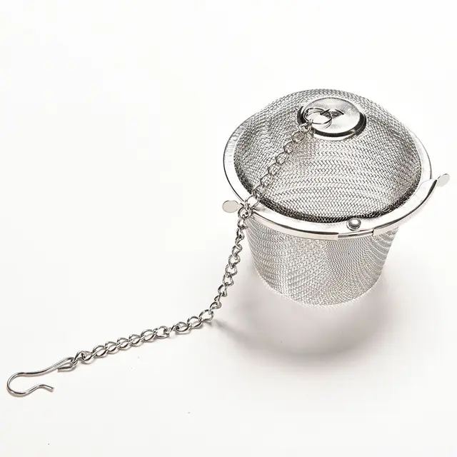 SHUO 4 Size Stainless Steel Tea Strainer Infuser Tea ball Locking Ball Tea Spice Mesh Herbal Ball Cooking tools With Chain SHUO 4 Size Stainless Steel Tea Strainer Infuser Tea ball Locking Ball Tea Spice Mesh Herbal Ball Cooking tools With Chain