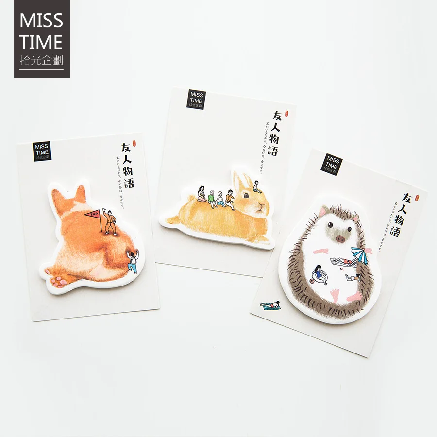 

30 sheets/lot Creative Rabbit Cat Hedgehog Notebook Memo Pad Self-Adhesive Sticky Notes Office School Supplies Memo Pad
