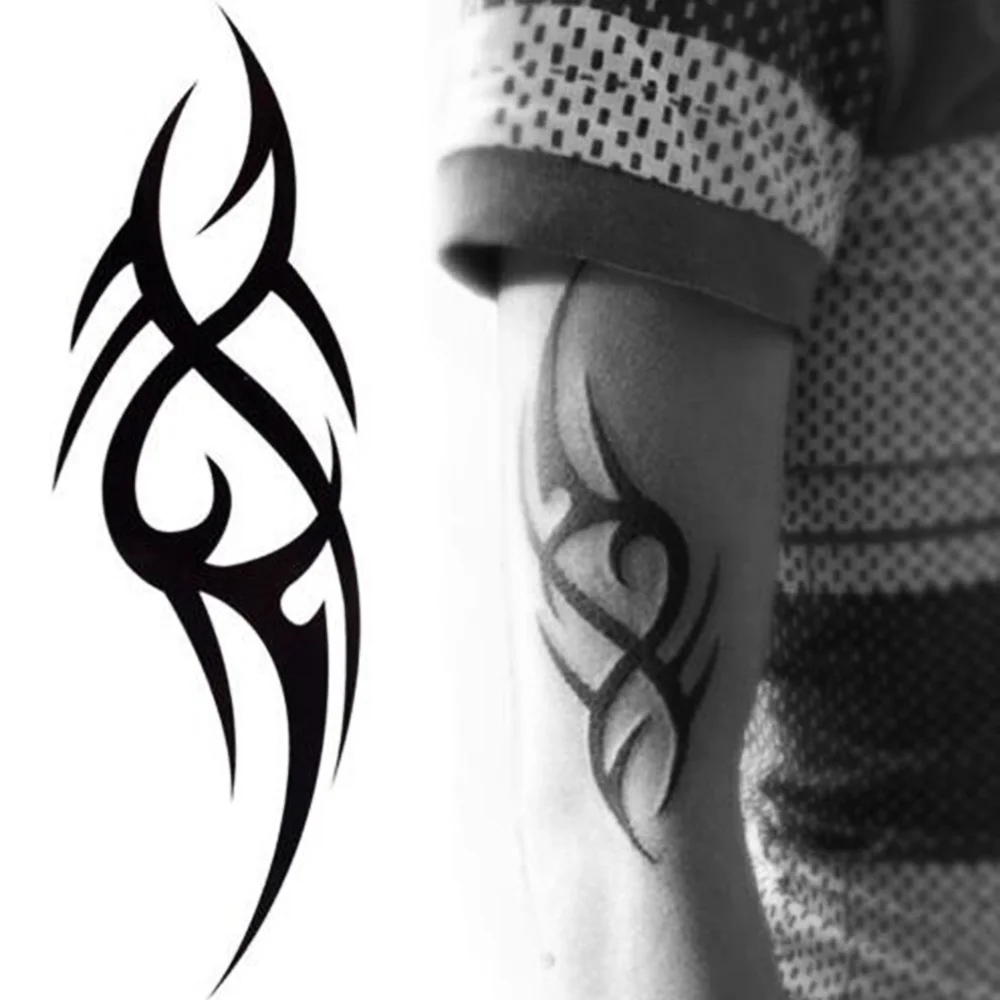 Черная временная татуировка боди арт тату 3D водостойкая временная татуировка наклейка искусство Мужчины рука нога поддельная бумага для тату дропшиппинг
