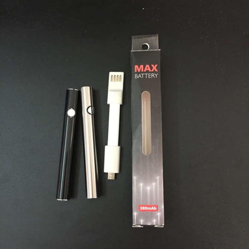 

510 Thread Max Preheating Battery E Cigarette 380mAh CBD Adjustable Voltage Preheat for Thick Oil Cartridge Atomizer Pen Kit