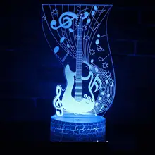 Гитара серии 3d лампа светодиодный фонарь атмосфера креативные подарки визуальный светодиодный ночник белая база прекрасные 7 цветов Изменение лампы