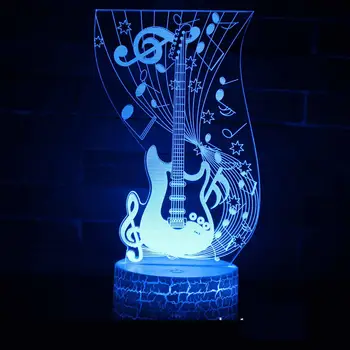 

Guitar Series 3d Lamp Led Atmosphere Lantern Creative Gifts Visual Led Night Light White base Lovely 7 color change Lamps