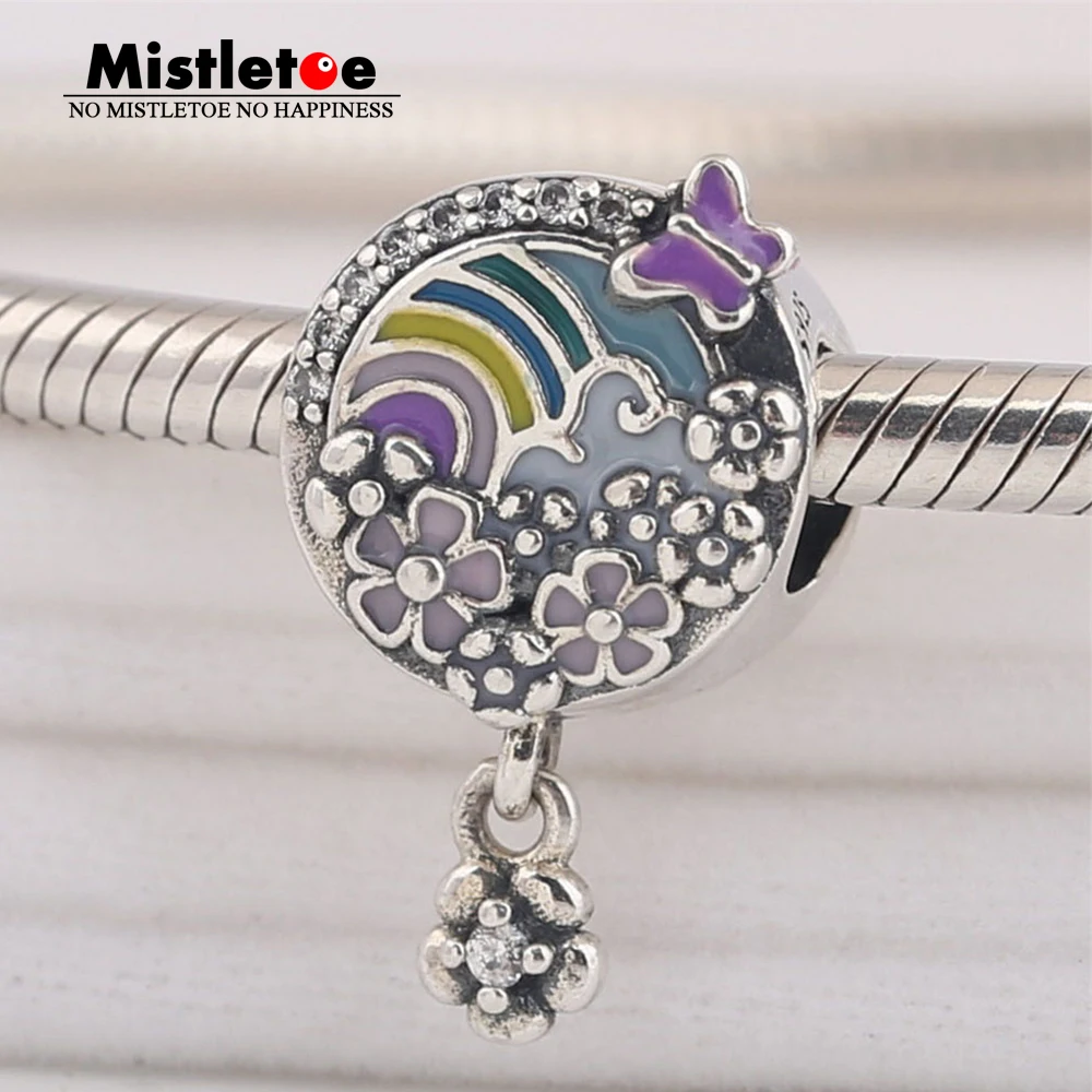 

Mistletoe 925 Sterling Silver Flower Color Story Charm Bead Fit European Bracelet Jewelry