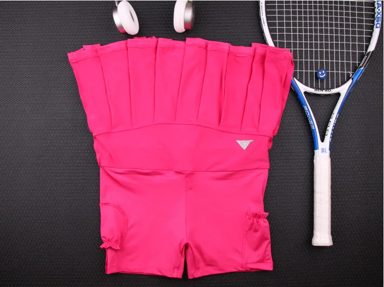 Новая Спортивная юбка для бадминтона, быстросохнущие дышащие шорты, юбка, Плиссированные Теннисные Шорты с карманом, однотонные юбки для девушек, фитнес-юбки