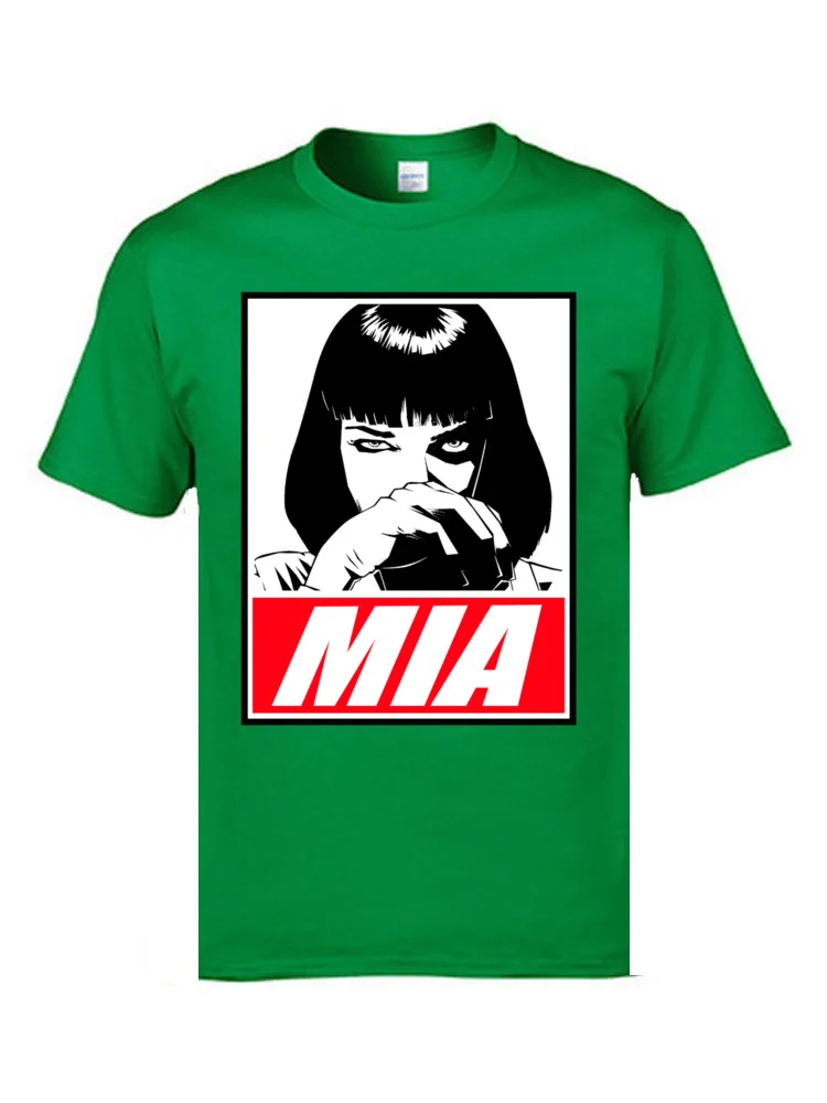Graphic Man Tshirts Pulp Fiction Mia Wallace 15174 Printed Tops Tees 100% Cotton Short Sleeve Casual Tees O-Neck Pulp Fiction Mia Wallace 15174 green