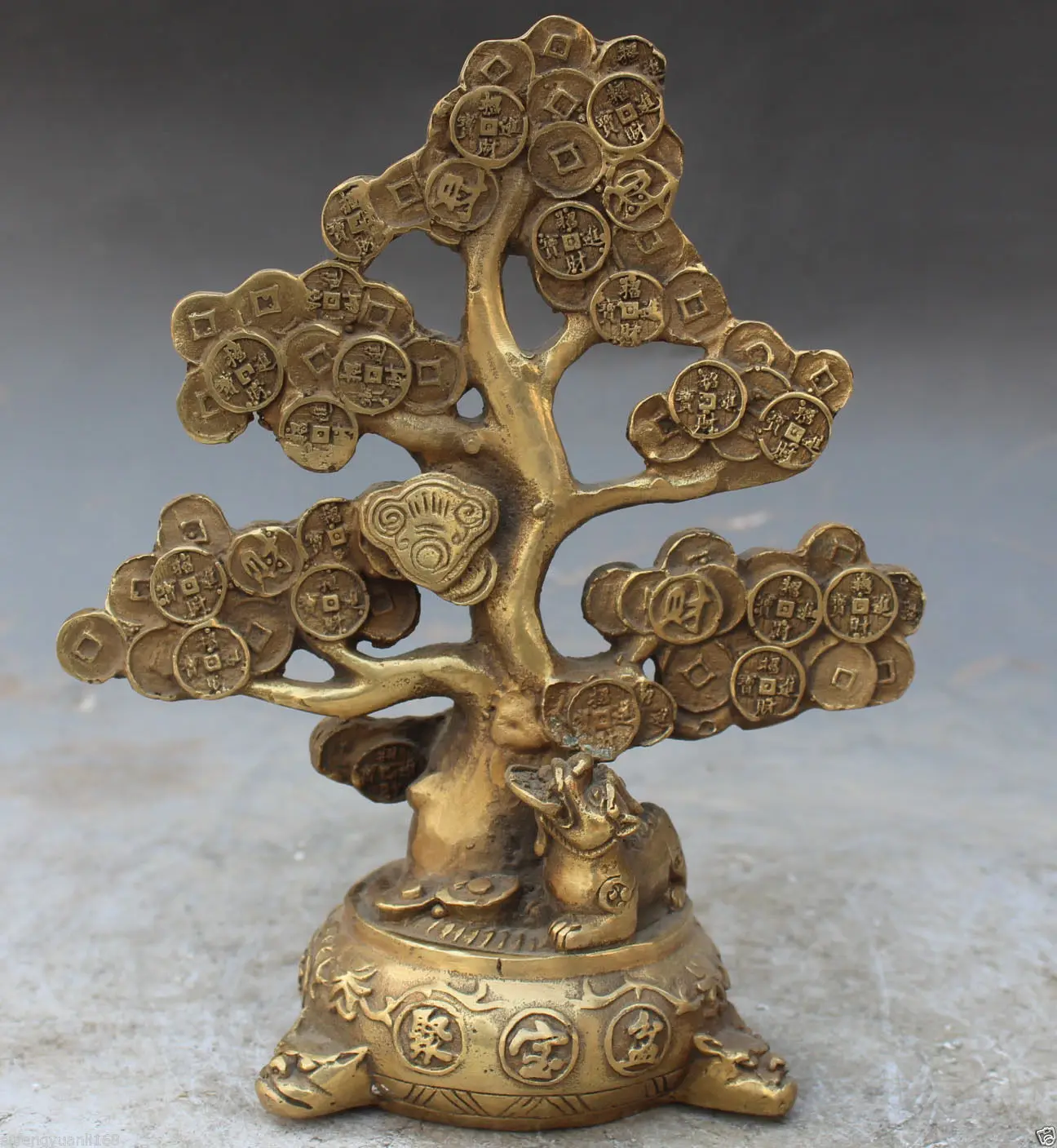 

Chinese Bronze Fengshui BiXie Beast Pixiu Lucky Tree Money Statue