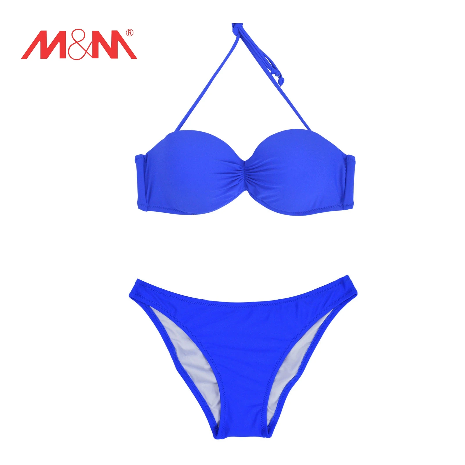 

2016 New Sexy Bikini Set Low Waist Bottom Sport Push Up Swimwear Women Halter Swimsuit Solid Bathing Suit String Bandeau S M L