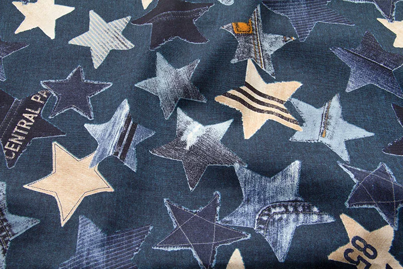 Half-Meter Japanese kokka Cotton Canvas Fabric DIY Patchwork Quilting Cloth Fabric for sewing Printed Denim Pattern C