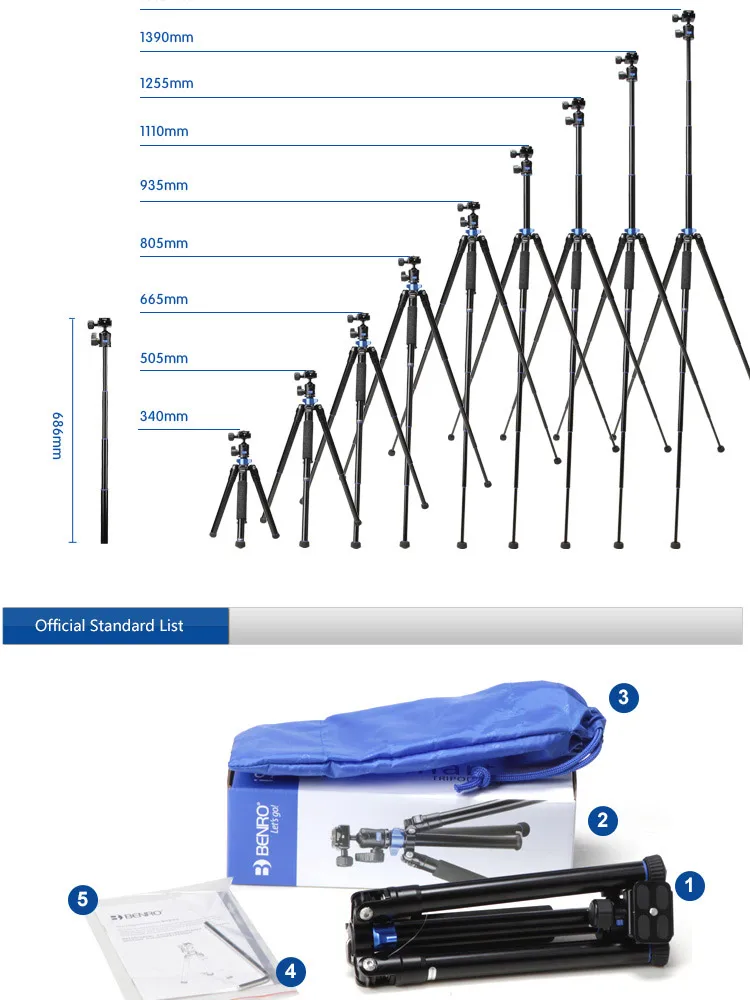 Benro IS05 алюминиевый сплав штатив Комплект центральная колонка может быть селфи палка монопод для смартфонов беззеркальных камер за морем