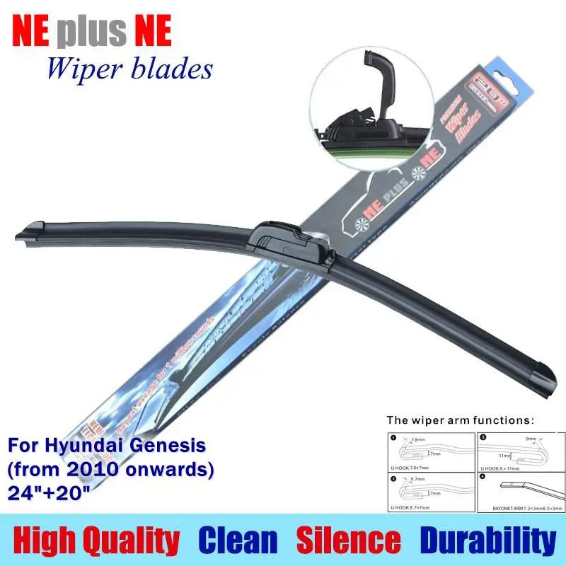 Wiper blades for Hyundai Genesis (from 2010 onwards) 24"+20" Rubber fit