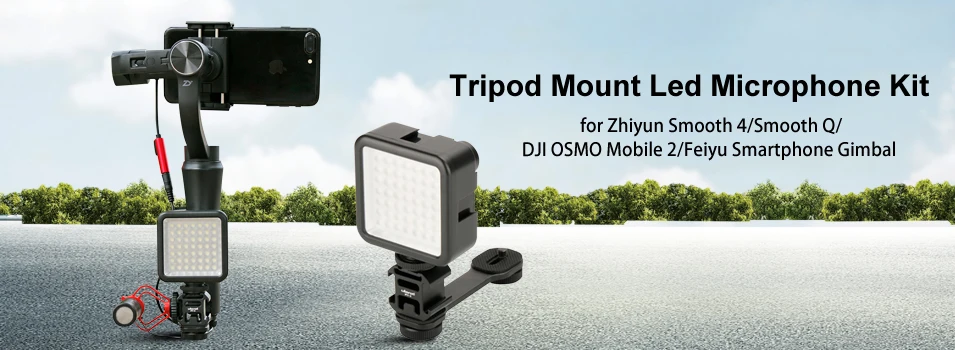 Smartphone Vlogging Kit Tripod for Zhiyun Smooth 4/Smooth Q/DJI OSMO Mobile 2/Feiyu Vimble 2 BY-MM1 Microphone LED Video Light