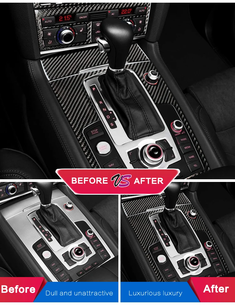 Для Audi Q7 внутренняя модификация наклейки из углеродного волокна Автомобильная панель переключения передач защитные наклейки отделка украшения Аксессуары