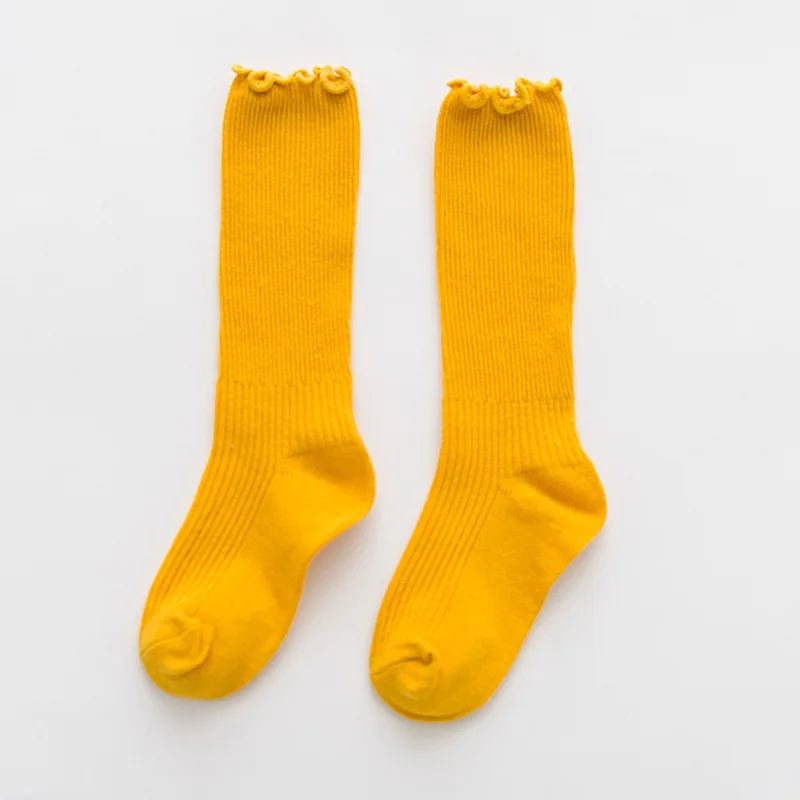 Однотонные повседневные носки; детские гольфы; носки без пятки с двойной иглой для От 1 до 6 лет; calcetines - Цвет: yellow