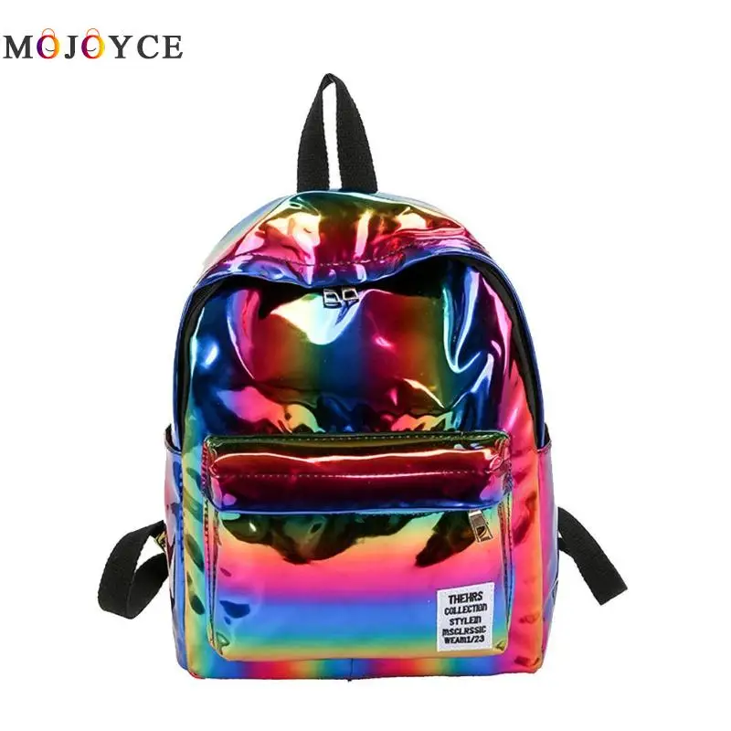 Women Laser Hologram PVC Backpacks Girls Shoulder School Backpack Female Leather Holographic Travel Bag Mochila Feminina
