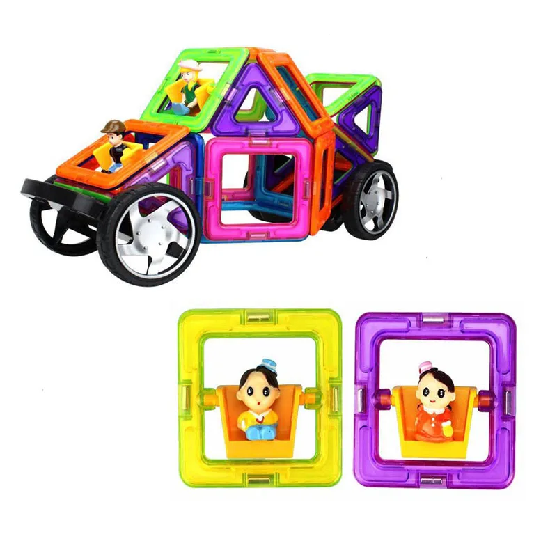 

Magnetic Building Blocks Children Educational Magnetic Designer DIY Boy and Girl Sheet Square Doll Blocks for Kids